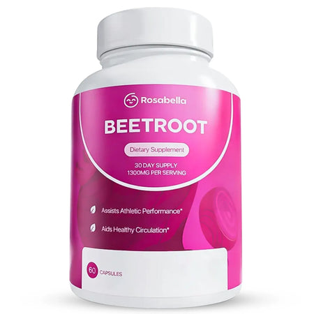 Rosebella Organic Beetroot Capsules (1300mg) for Blood Flow & Heart Health